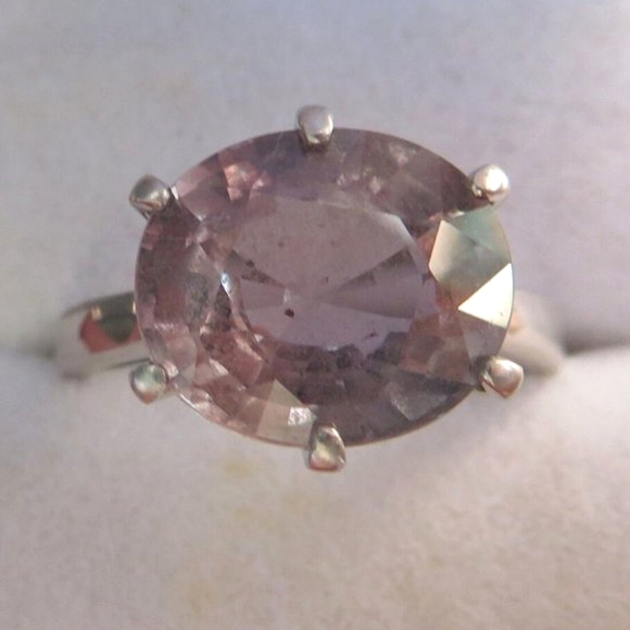 Large Natural Pink Mauve Grey Blue Color Change Sapphire In Sterling Silver Ring - Picture 7 of 9